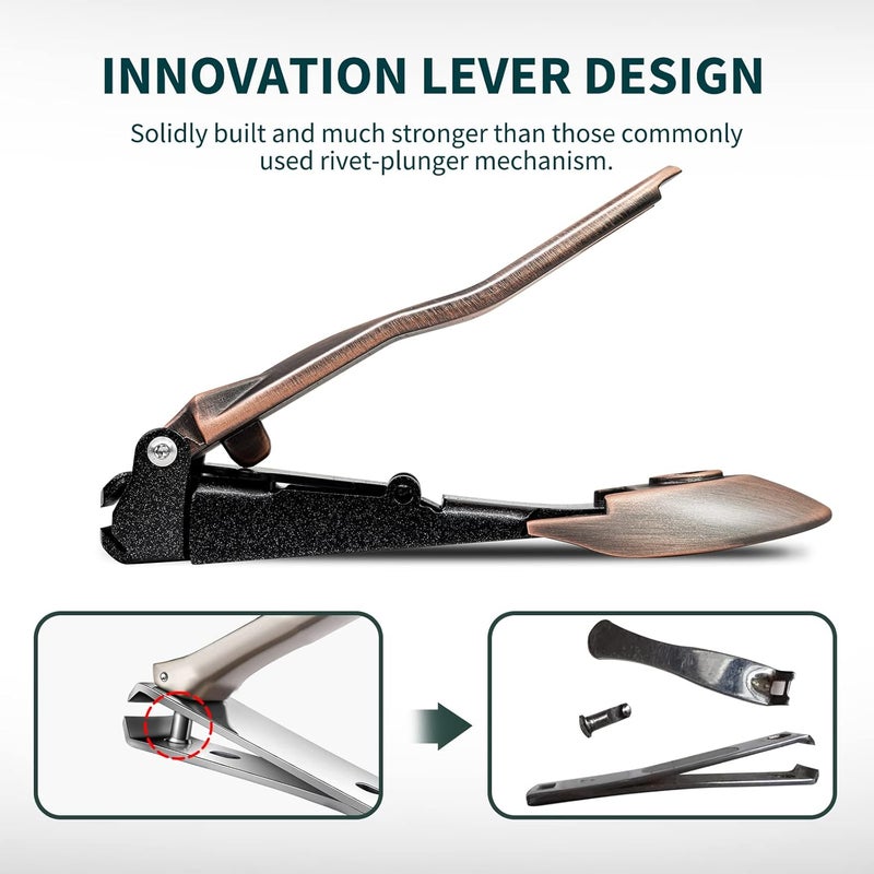 VANWIN Nail Clippers with Catcher, No Splash Fingernail Toenail Clippers with Sharp Curved Blade and Glass Nail File, Wide Jaw Opening Stainless Steel Nail Cutter Trimmer for Seniors Adult Men Women - Image 4